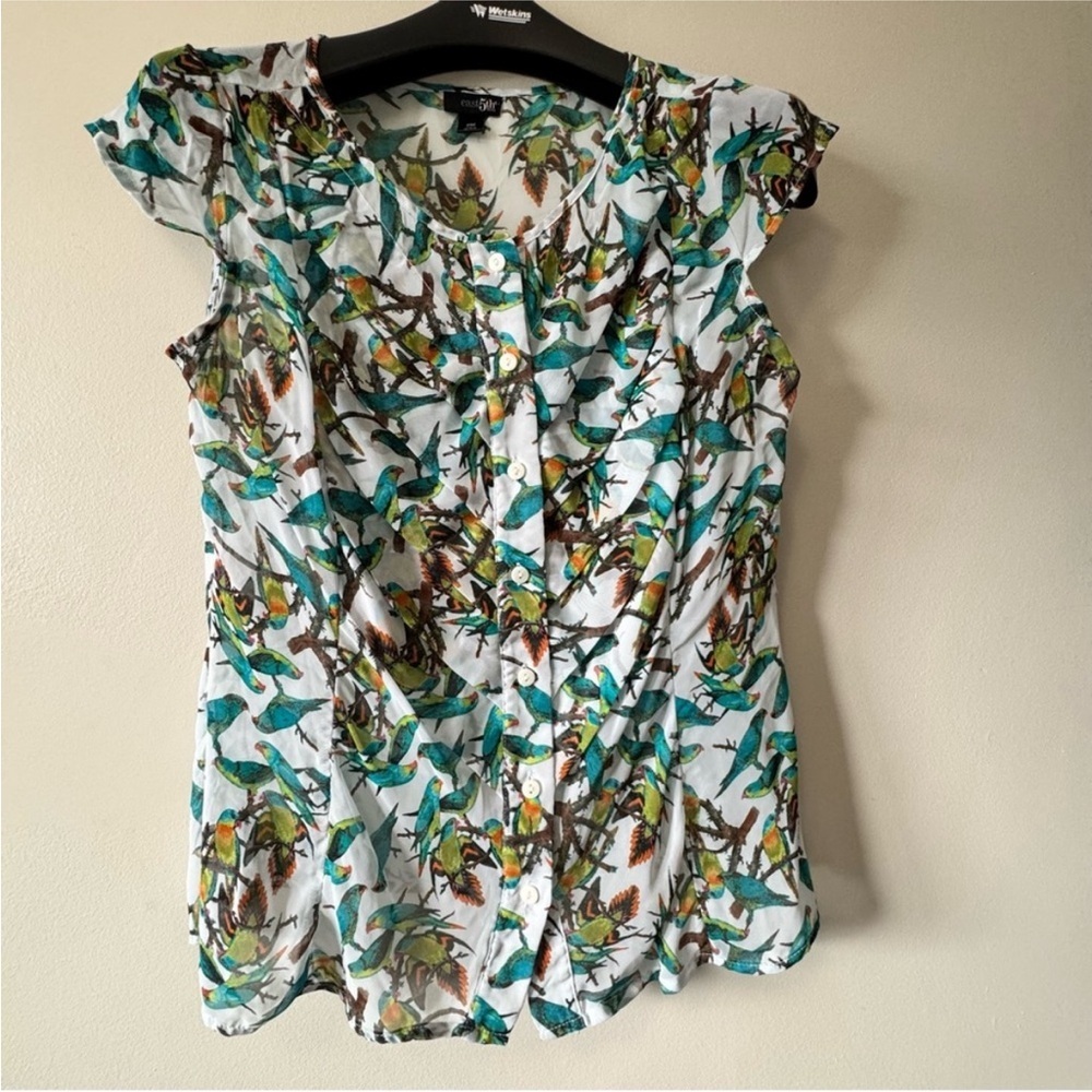 East 5th Colorful Bird Print Blouse